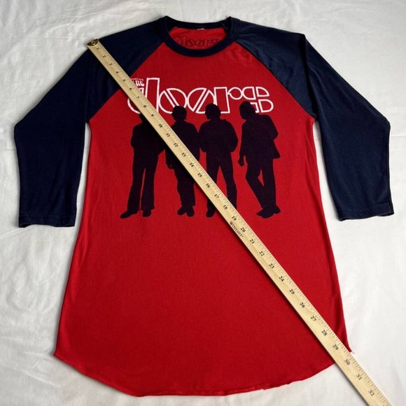 The Doors T-Shirt Top Women Size Small Red/Blue Cotton Blend Crewneck 3/4 Sleeve - Picture 7 of 9
